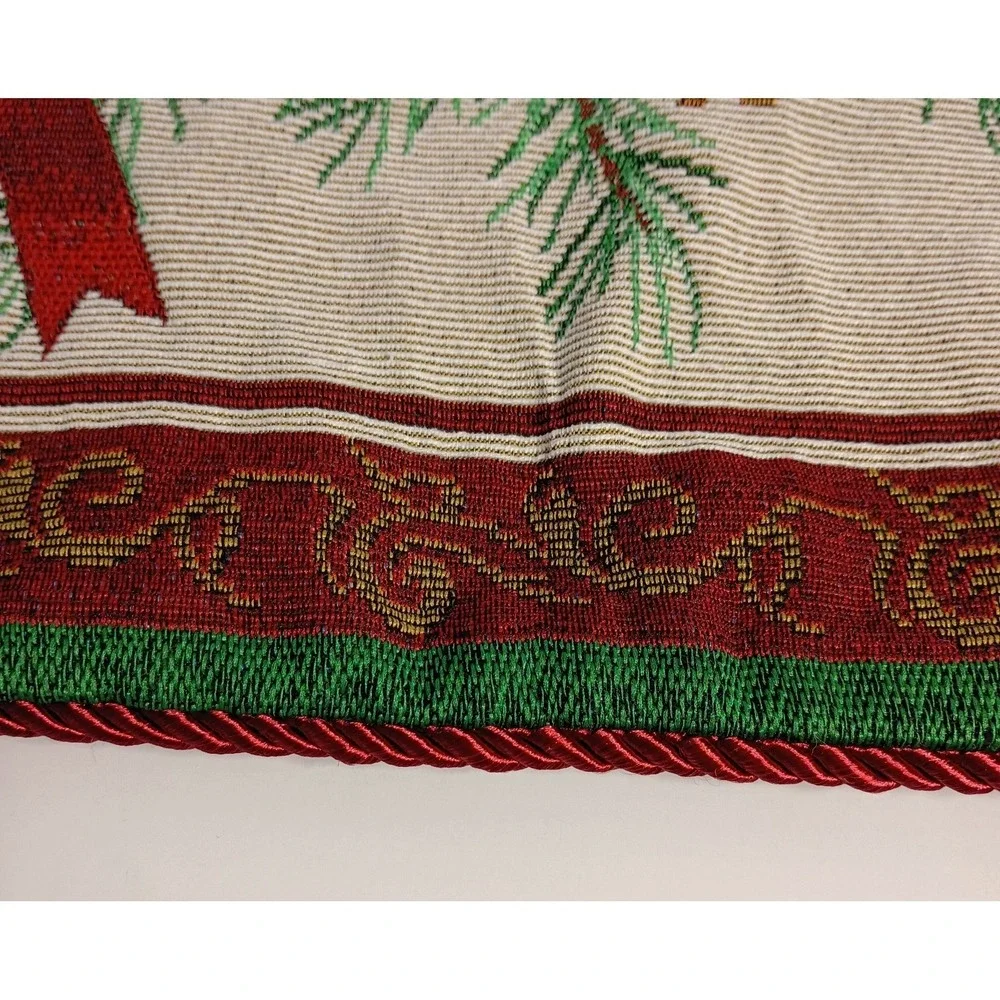 VTG Christmas‎ Cardinal With Poinsettias Tapestry Throw Pillow Cover Only 17